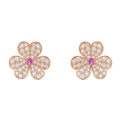 [ROYAL]FRIVOLE PINK GOLD FLOWER DIAMOND EARRINGS