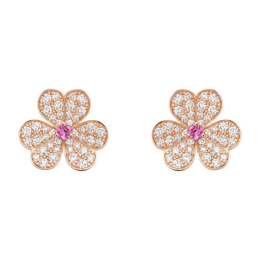 [ROYAL]FRIVOLE PINK GOLD FLOWER DIAMOND EARRINGS