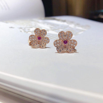 [ROYAL]FRIVOLE PINK GOLD FLOWER DIAMOND EARRINGS