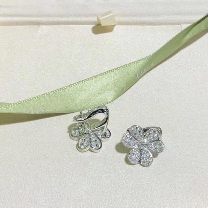 [ROYAL]FRIVOLE SILBERNE OHRRINGE MIT DIAMANTEN UND BLUMEN