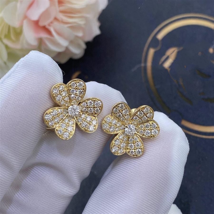 [ROYAL]FRIVOLE GOLDENE OHRRINGE MIT DIAMANTEN UND BLUMEN 