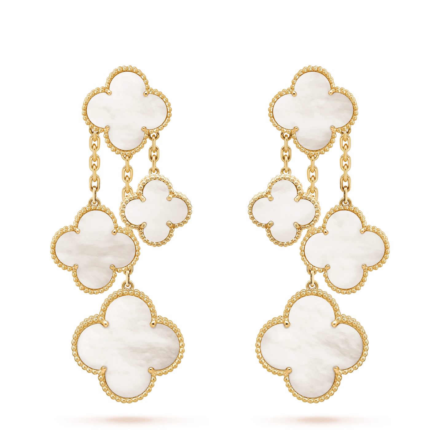 [Royal]CLOVER EARRINGS WHITE MOP 4 MOTIFS GOLD