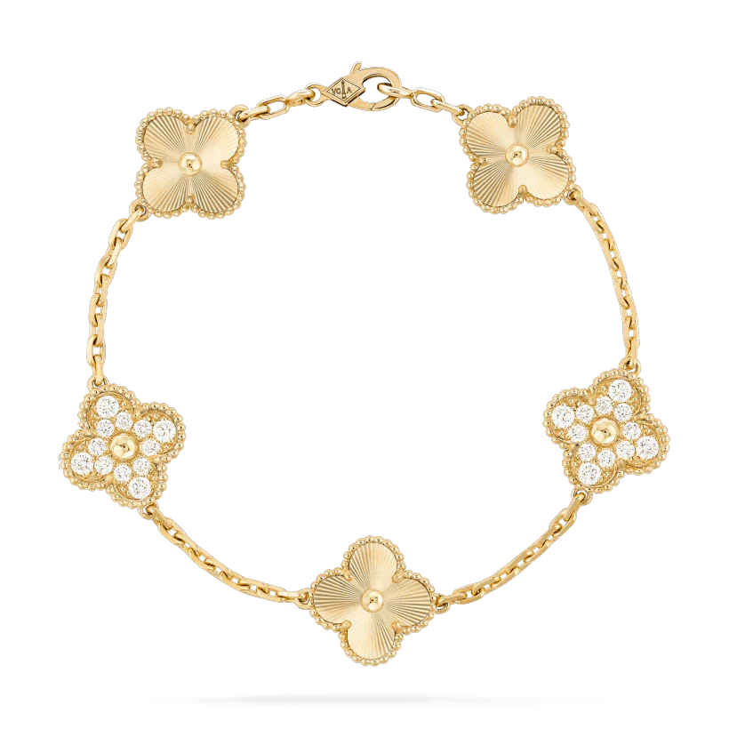 [Royal Jewellery]CLOVER BRACELET 5 MOTIFS GOLD DIAMOND