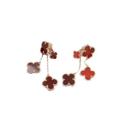 [Royal]CLOVER EARRINGS CARNELIAN 4 MOTIFS PINK GOLD