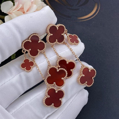 [Royal]CLOVER EARRINGS CARNELIAN 4 MOTIFS PINK GOLD