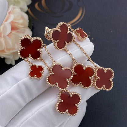 [Royal]CLOVER EARRINGS CARNELIAN 4 MOTIFS PINK GOLD