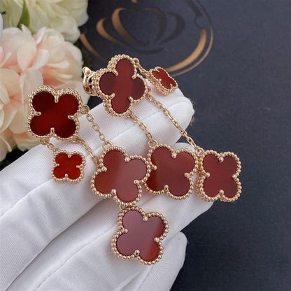 [Royal]CLOVER EARRINGS CARNELIAN 4 MOTIFS PINK GOLD