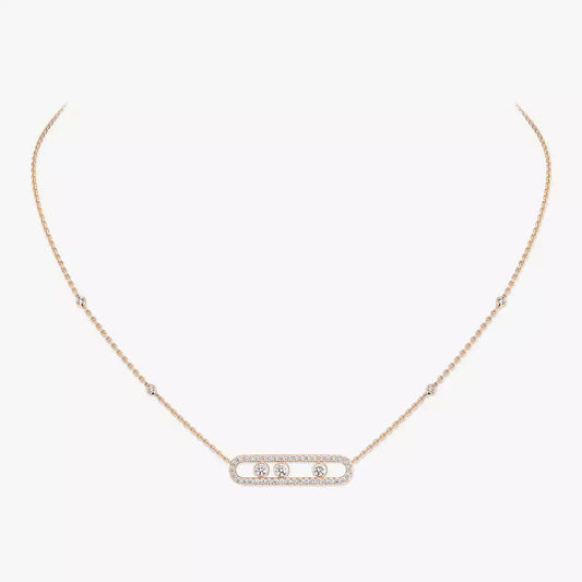 [Royal Jewellery] Move Pave_ Rose Gold Diamond Necklace