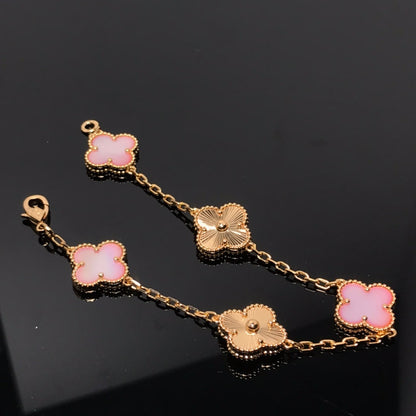 [Royal Jewellery]CLOVER BRACELET 5 MOTIF PINK AND PINK GOLD