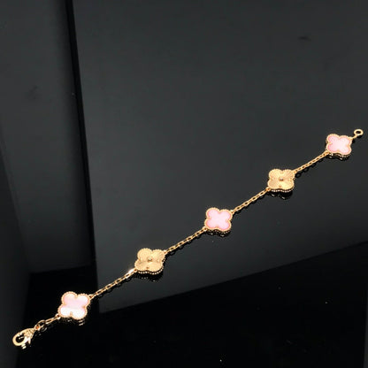 [ROYAL]CLOVER BRACELET 5 MOTIF PINK AND PINK GOLD