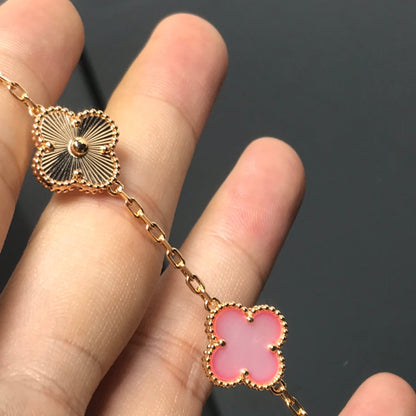 [ROYAL]CLOVER BRACELET 5 MOTIF PINK AND PINK GOLD