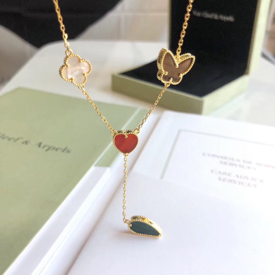 [Royal]LUCKY SPRING 4 MOTIFS ROSE GOLD NECKLACE