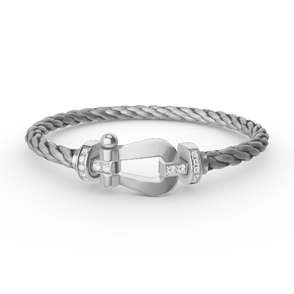 [ROYAL]FORCE LARGE HORSESHOE HALF DIAMOND BRACELET SILVER